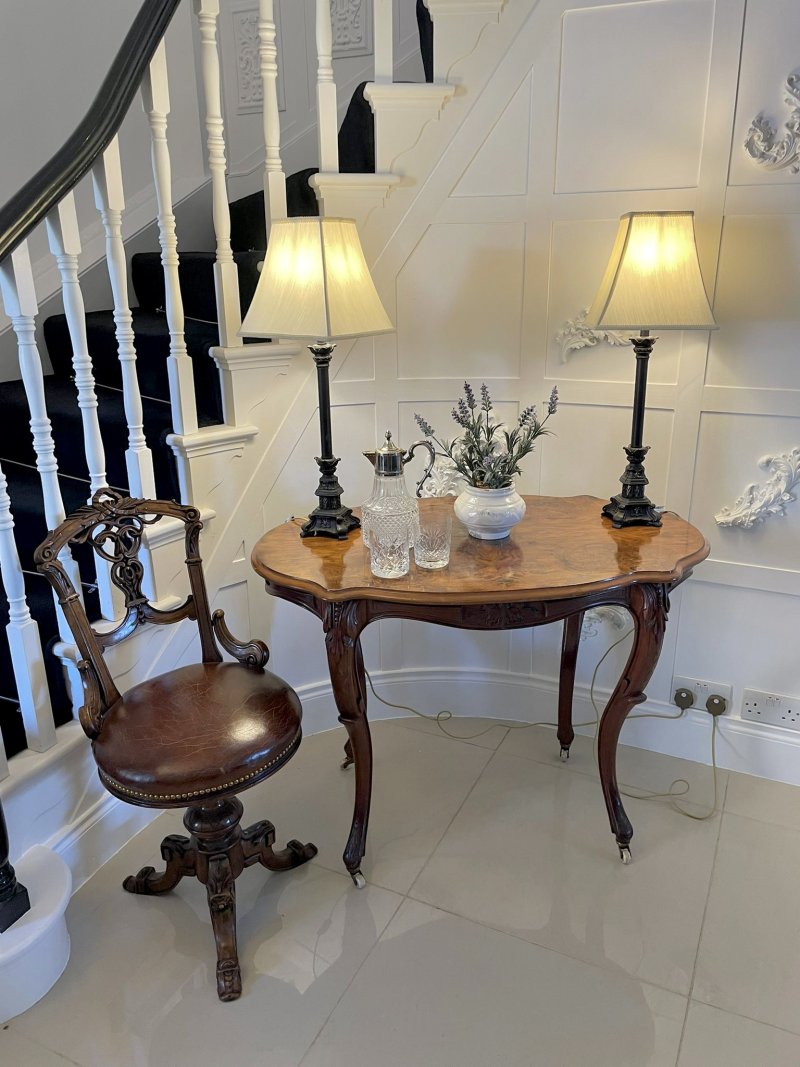 Antique Victorian Quality Freestanding Burr Walnut Centre Table - Image 3